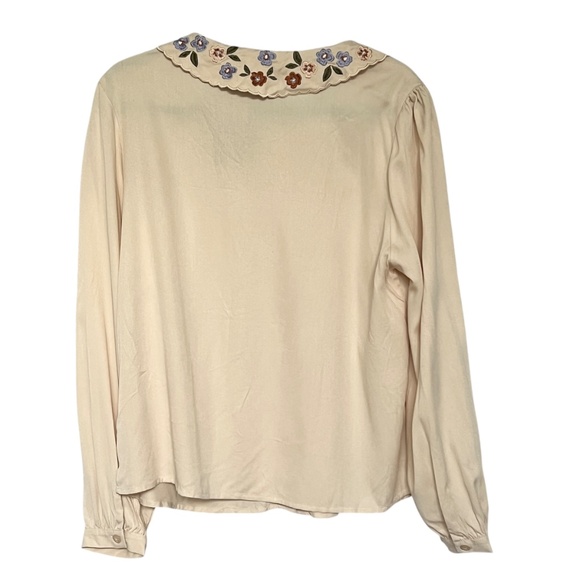 Princess Highway Blouse Top Button Up Embroidered Beige Size M Floral Collar NEW - Picture 3 of 7